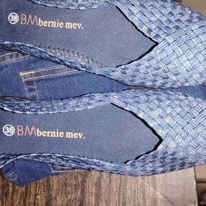 Bernie Mev Blue Flats with Fabric Upper and Woven Sole